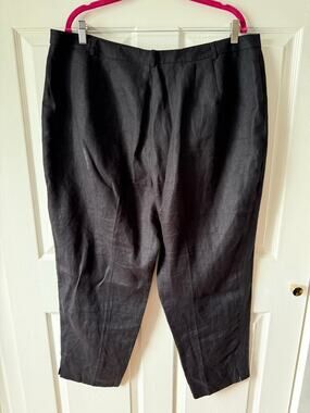Talbots Irish Linen Black Cropped Pants Women’s Size 20 Classic Straight Leg